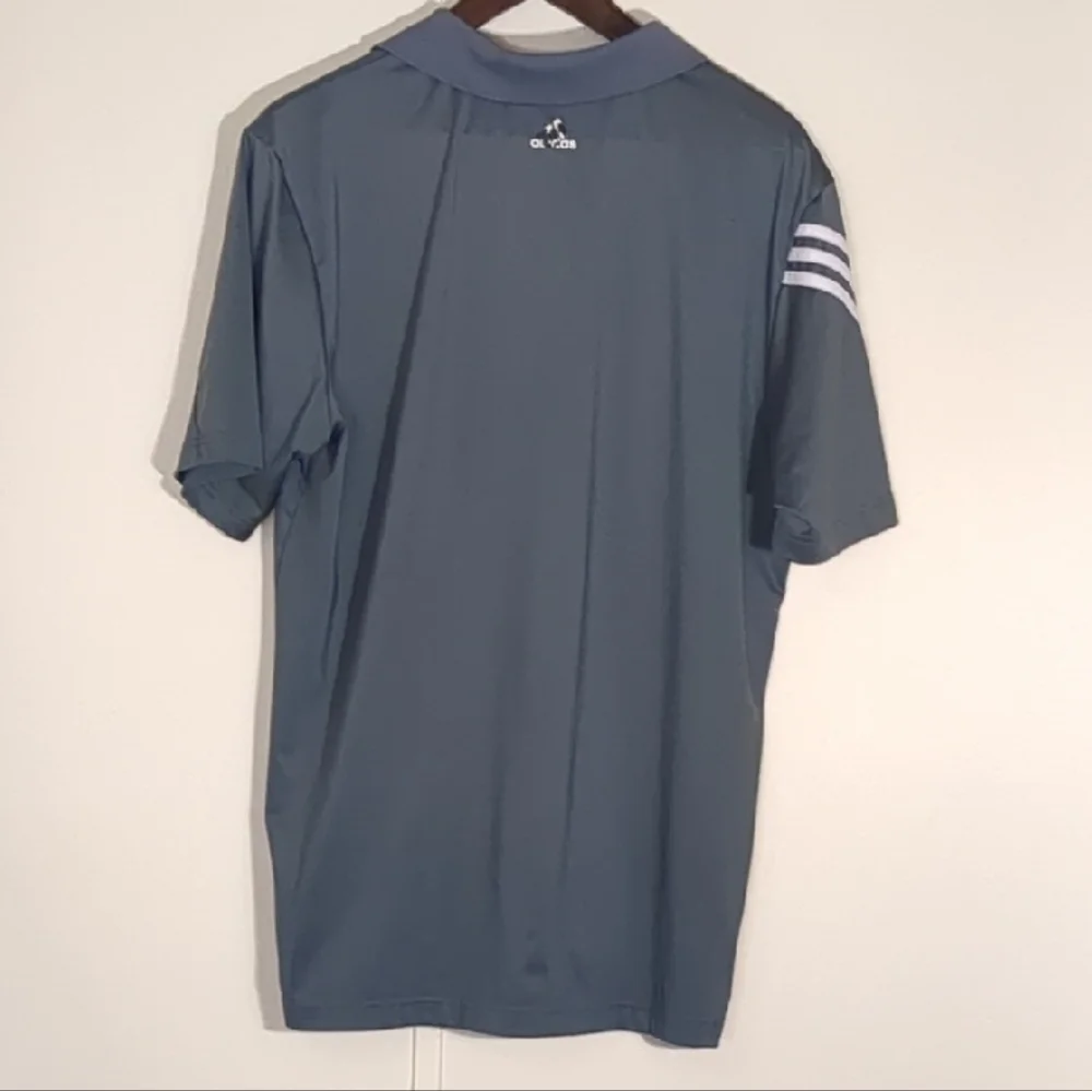 Adidas Men's Dark Gray Polo with Striped Sleeve Golf Sports Athletic